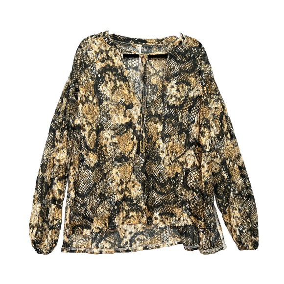 New Free People Out For The Night Long Sleeve Top in Snake Combo ~Size Small - Picture 8 of 16